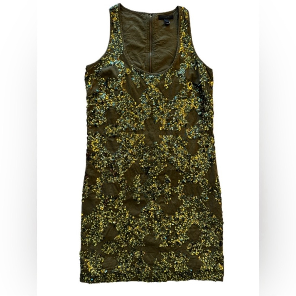 J. Crew Olive Green Sequin Dress - Picture 8 of 9
